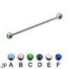 Cat eye ball long barbell (industrial barbell), 14 ga