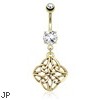 Celestial Knot Dangle Surgical Steel Over Gold Tone Navel Ring