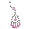 Chandelier belly button ring with dangling stones