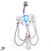 Chandelier Navel Ring with Synthetic Blue Opal