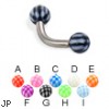 Checkered ball titanium curved barbell, 12 ga