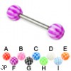 Checkered ball titanium straight barbell, 14 ga