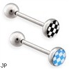 Checkered Logo tongue ring, 14 ga