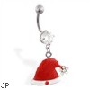 Christmas Belly Ring with Dangling Santa Hat