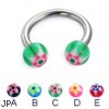 Circular barbell with acrylic star balls, 12 ga