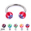 Circular barbell with acrylic star balls, 14 ga