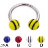Circular barbell with double striped balls, 14 ga