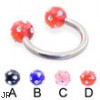 Circular Barbell With Multi-Gem Acrylic Colored Balls, 10 Ga