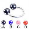 Circular barbell with multi-gem acrylic colored balls, 14 ga