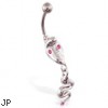 Cobra belly ring with dangling tail