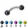 Colored ball curved barbell, 12 ga