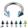 Colored cone circular barbell, 12 ga