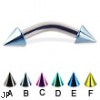 Colored cone curved barbell, 10 ga