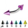 Colored cone curved barbell, 12 ga