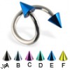 Colored cone spiral barbell, 14 ga