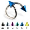 Colored cone spiral barbell, 14 ga