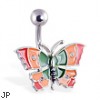 Colorful butterfly belly ring