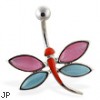 Colorful dragonfly belly ring
