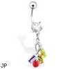 Colorful Multi-Gem Rectangular Belly Ring