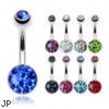 Crystal paved dome belly ring