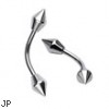 Curved barbell with 6mm spear shaped spikes, 16 ga