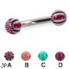 Curved barbell with acrylic checkered balls, 10 ga