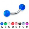 Curved barbell with acrylic jeweled balls, 12 ga
