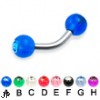 Curved barbell with acrylic jeweled balls, 12 ga