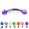Curved barbell with acrylic layered balls, 10 ga