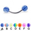 Curved barbell with acrylic layered balls, 16 ga