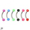 Curved barbell with acrylic swirl balls, 16 ga