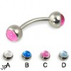 Curved barbell with cabochon balls, 14 ga