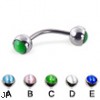 Curved barbell with cat eye balls, 16 ga