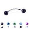 Curved barbell with colored balls, 18 ga