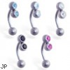 Curved barbell with double jeweled top, 16 ga