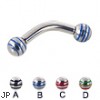 Curved barbell with epoxy striped balls, 10 ga