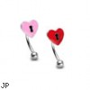 Curved barbell with heart lock top, 16 ga