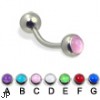 Curved barbell with hologram balls, 14 ga