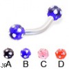 Curved barbell with multi-gem acrylic colored balls, 10 ga