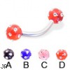 Curved barbell with multi-gem acrylic colored balls, 12 ga