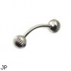 Curved barbell with notched balls, 16 ga