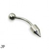 Curved barbell with spike and ball, 16 ga