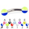 Curved barbell with striped balls, 10 ga