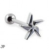 Curved star tongue ring, 14 ga