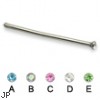 Customizable straight nose stud with gem, 18 ga