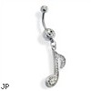 Dangle Music Note Belly Ring, clear
