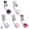 Double jewel pronged belly ring
