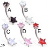 Double jewel pronged star belly ring