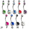 Double jeweled belly button ring