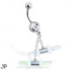 Double jeweled belly ring with dangling glowsticks